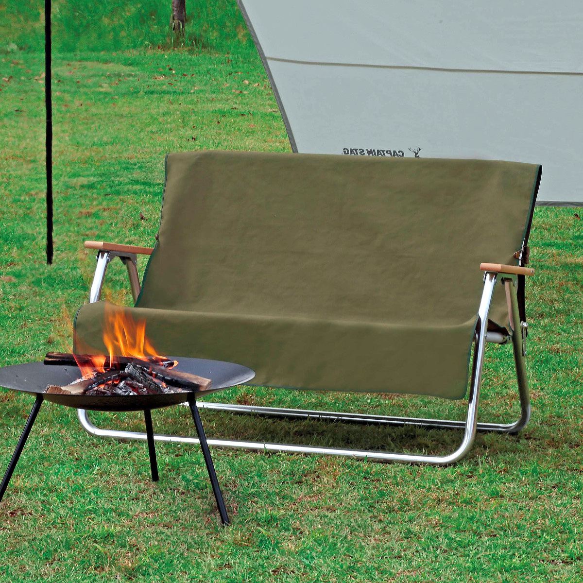 キャプテンスタッグから 焚き火に強いfireproofベンチ チェアカバー登場 キャンプレビュー Camp Review