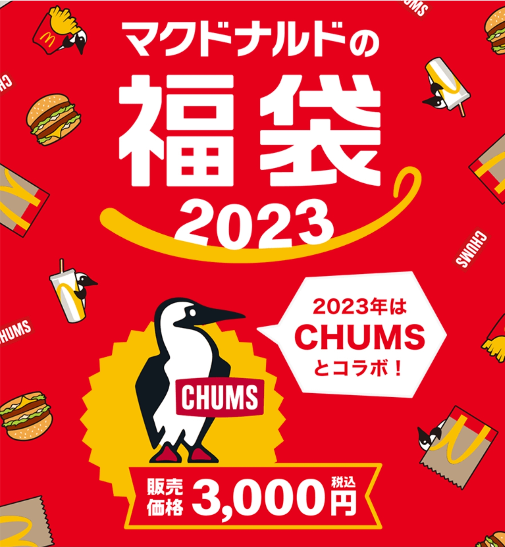 マクドナルド 福袋 2023 チャムス マグカップ 赤 ステンレス二層